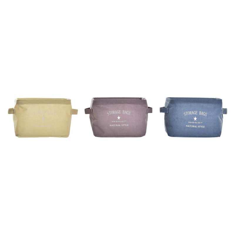 Cesta DKD Home Decor Lienzo Moderno (20 x 16 x 15 cm) (3 Unidades)