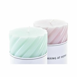 Kerze DKD Home Decor Relax türkis Hellrosa Spiralen Wachs (2 Stück) (7 x 7 x 14 cm)