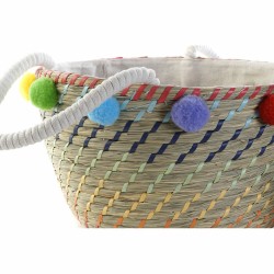 Conjunto de Cestas DKD Home Decor Poliéster Pompons (57 x 45 x 42,5 cm)