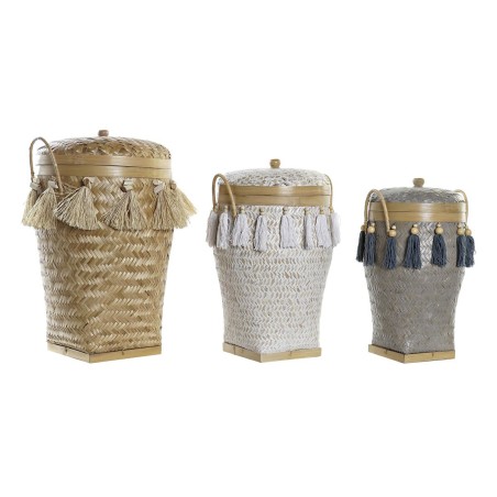 Juego de Cestas DKD Home Decor 39 x 39 x 55 cm Bambú Flecos Boho Juego de Cestas DKD Home Decor 39 x 39 x 55 cm Bambú Flecos Boho
