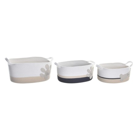 Basket set DKD Home Decor White Grey Cream 60 x 31 x 25 cm (3 Pieces) Basket set DKD Home Decor White Grey Cream 60 x 31 x 25 cm (3 Pieces)