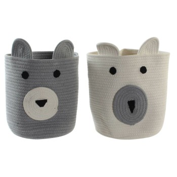 Cabaz DKD Home Decor Poliéster Infantil Urso (25 x 25 x 37 cm) (2 Unidades)