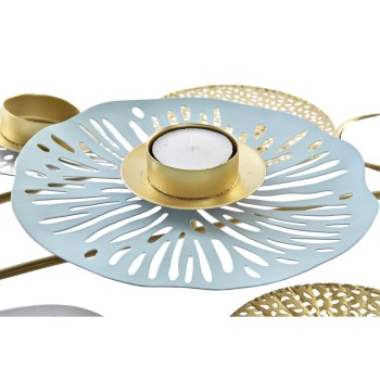 Pot à Bougie DKD Home Decor Miroir Doré Métal Menthe Nénuphar (54 x 33 x 8 cm)
