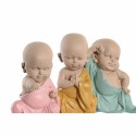 Figura Decorativa DKD Home Decor Azul Cor de Rosa Amarelo Resina Monge (8 x 5,5 x 12,7 cm) (3 Unidades)
