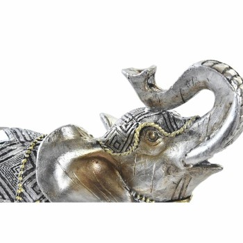 Statua Decorativa DKD Home Decor Elefante Argentato Dorato Resina (22,5 x 10,7 x 21,5 cm) (2 Unità)