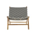Butaca DKD Home Decor Natural Teca Negro Blanco PVC (65 x 80 x 68 cm)