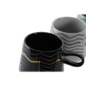 Caneca DKD Home Decor Preto Cinzento Azul Cor de Rosa Grés Moderno (400 ml) (4 Unidades)