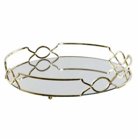 Tablett für Snacks DKD Home Decor Spiegel Gold Metall (30 x 30 x 5 cm)