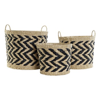 Conjunto de Cestas DKD Home Decor Fibra (40 x 40 x 35 cm)