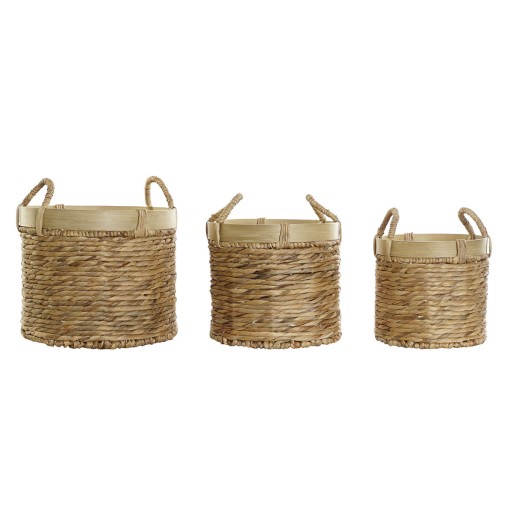 Korb-Set DKD Home Decor Bambus Tropical Binsen (35 x 35 x 30,5 cm) (3 Stücke)