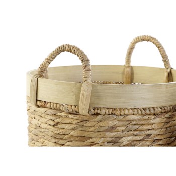 Basket set DKD Home Decor Bamboo Tropical Rushes (35 x 35 x 30,5 cm) (3 Pieces)