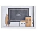 Cornice Portafoto DKD Home Decor Urban Cristallo Legno Marrone Bianco Case (22 x 3,5 x 17 cm)