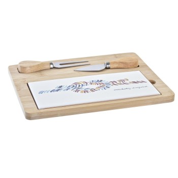 Tagliere per Formaggi DKD Home Decor Marinaio Multicolore Bambù Gres (24,5 x 20 x 1,2 cm) (4 Pezzi)