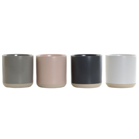 Tazza Mug DKD Home Decor Rosa chiaro Grigio scuro Grigio chiaro Gres (350 ml) (4 Unità)