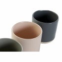 Mug DKD Home Decor Light Pink Dark grey Light grey Stoneware (350 ml) (4 Units)