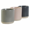 Mug DKD Home Decor Light Pink Dark grey Light grey Stoneware (350 ml) (4 Units)