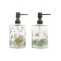 Dispensador de Jabón DKD Home Decor Tropical Cristal Multicolor ABS (10 x 8 x 17 cm) (2 Unidades)