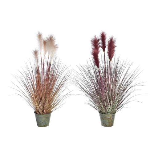 Planta Decorativa DKD Home Decor Laranja Polietileno Castanho-avermelhado Latão 20 x 20 x 90 cm (2 Unidades)