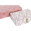 Juego de Cajas Decorativas DKD Home Decor Blanco Naranja Madera Lienzo 29 x 21 x 8 cm (2 Unidades) (12 Unidades)