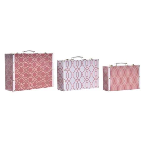 Jogo de Caixas Decorativas DKD Home Decor Tela Madeira (40 x 31 x 15 cm)